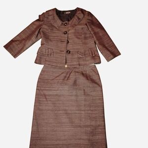 Kasper 2-Piece Skirt Suit Set - Size 12 - Charcoal Textured Professional Career